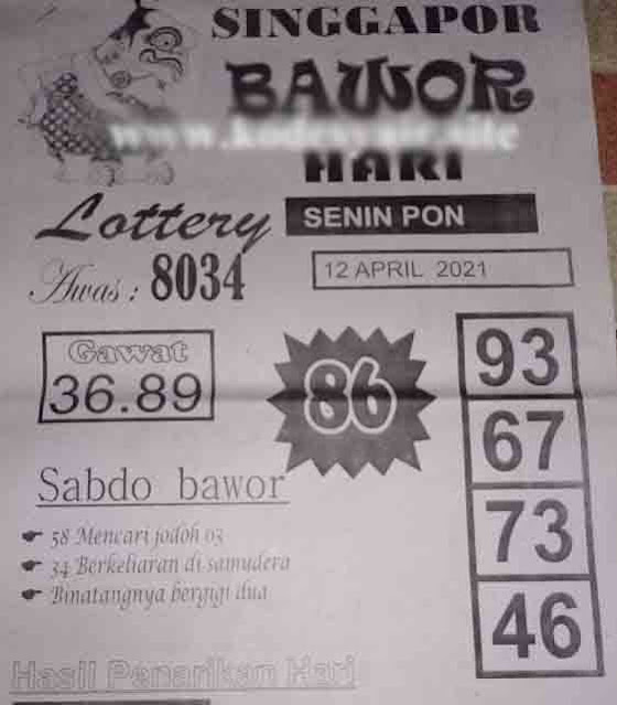 Syair SGP 12 April 2021